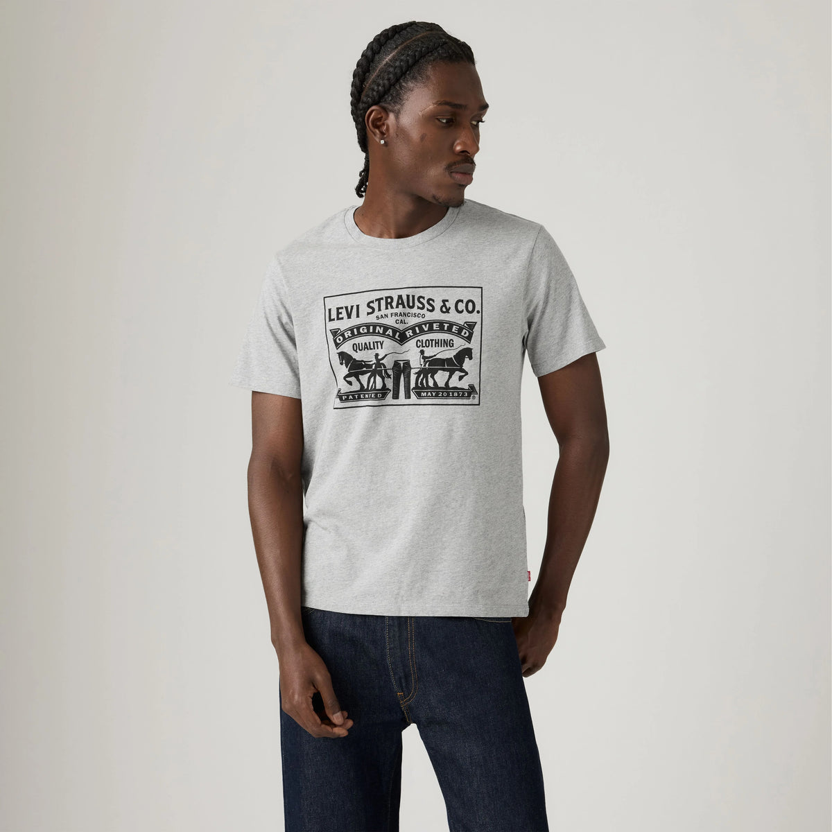 Two Horse Graphic Tee Shirt - 2 Horse Pull Heather Grey
