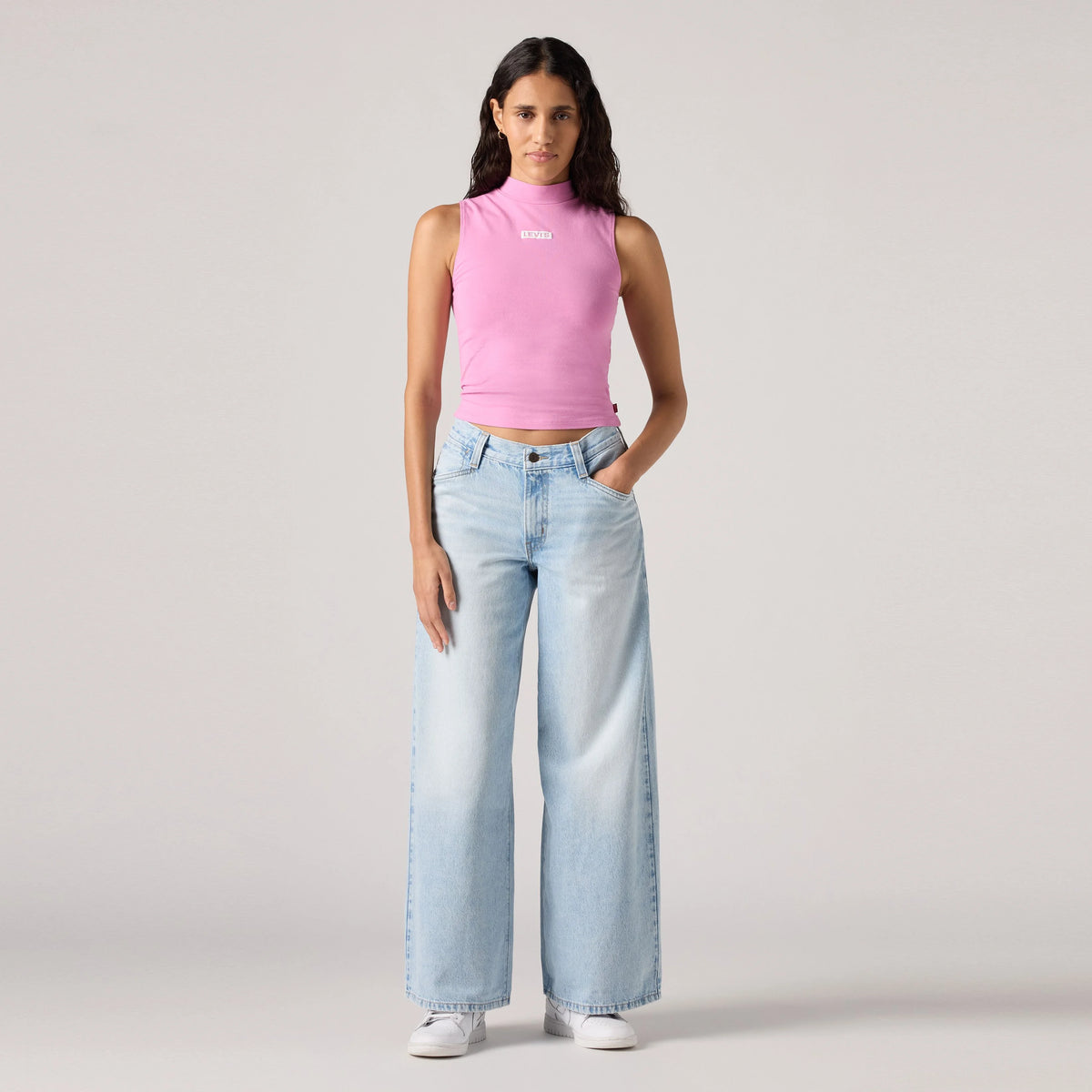 '94 Baggy Wide Leg Women's Jeans - Abraided Art - Light Indigo - Flat Finish