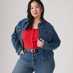 Original Trucker Jacket (Plus Size) - See Her Run - Medium Wash