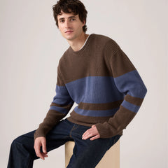 Alamo Crewneck Sweater - Lysander Stripe Bracken - Brown
