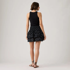 Raquel Smocked Mini Skirt - Angela Daisy V3 Anth - Black