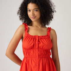 Vera Waisted Mini Dress - Signal Red - Red