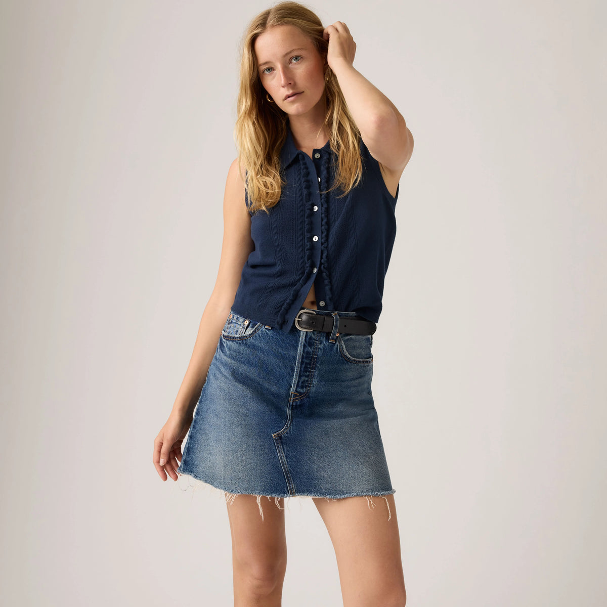 Deconstructed Skirt - Free Lunch Skirt - Dark Wash