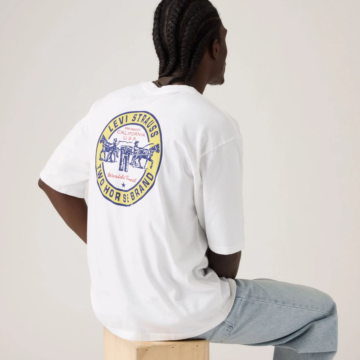Half-Sleeve Loose Graphic Pocket T-Shirt - Worlds Finest Denim - White