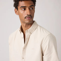 Authentic Button-Down Garment Dye Shirt - Garment Dye Pumice Stone - Tan