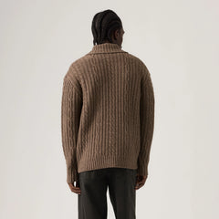 Telegraph Zip Cardigan - Walnut - White