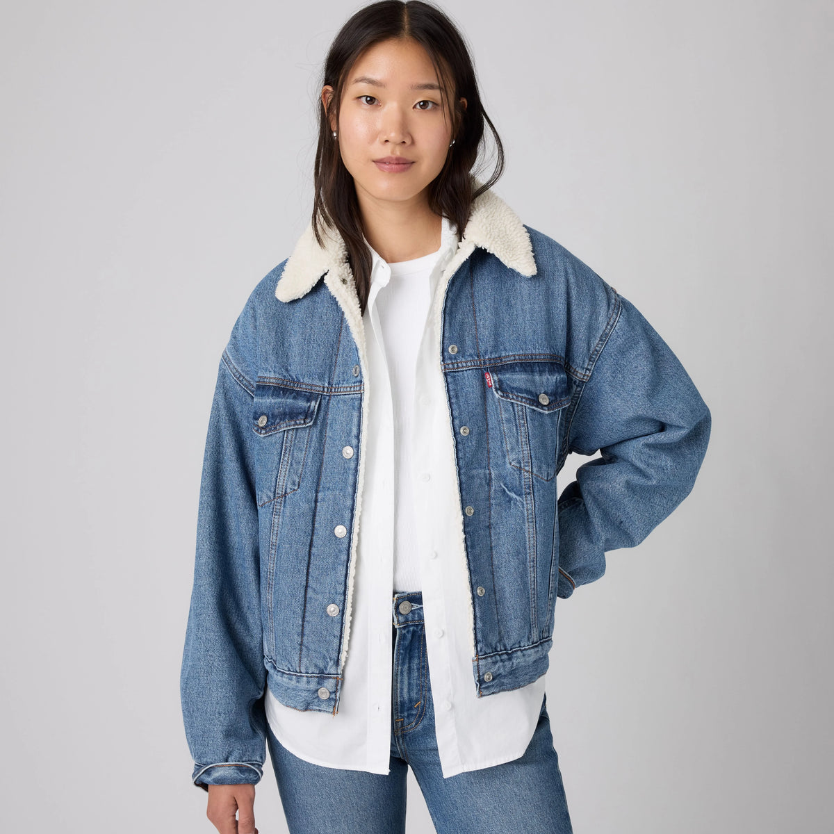 90s Sherpa Trucker Jacket - Inner Adventurer - Dark Wash