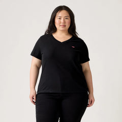 V-Neck T-Shirt (Plus Size) - Caviar - Black