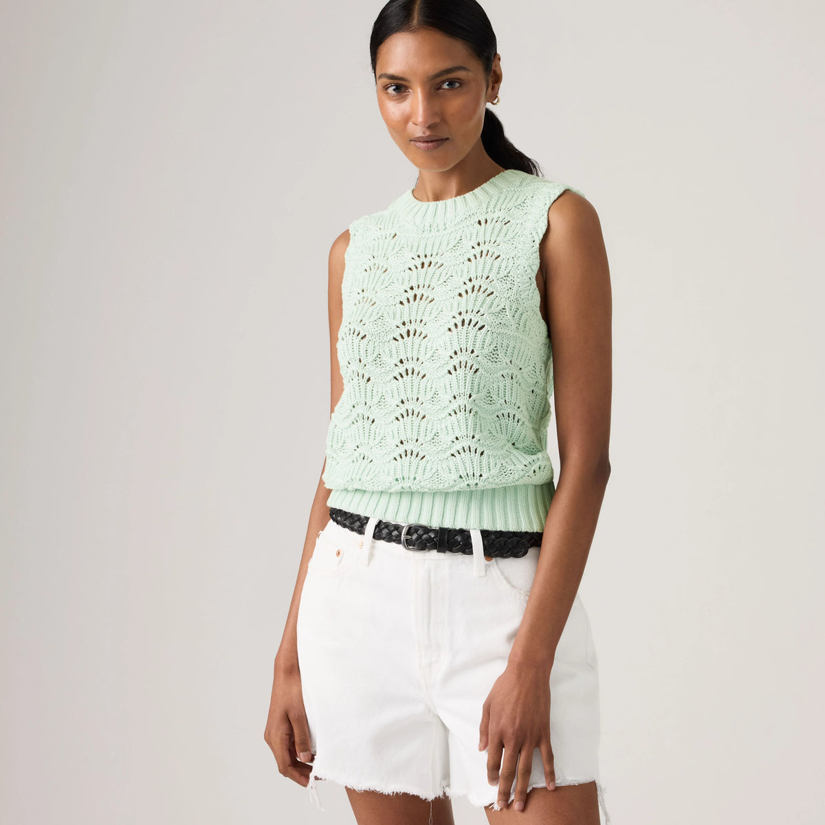 Hope Crochet Tank Top - Pale Blue - Blue