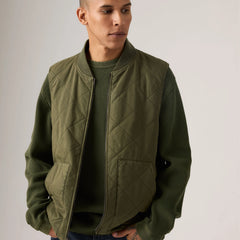 Quilted Utility Vest - Olive - Green