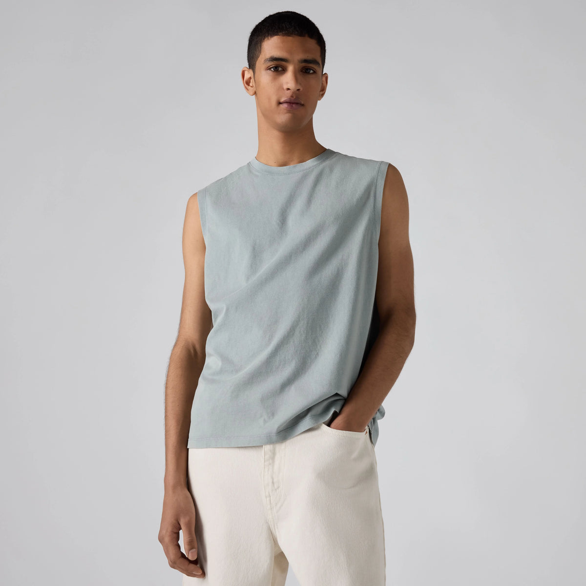 90's Fade Wash Muscle Tank - 90's Fade Wash Lead - Blue