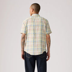 Short-Sleeve Sunset One Pocket Cotton Linen Shirt