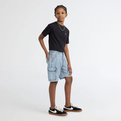 Denim Cargo Shorts Big Boys 8-20 - From Scratch No Destruction - Light Wash