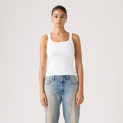 Essential Ribbed Tank Top - Bright White - White