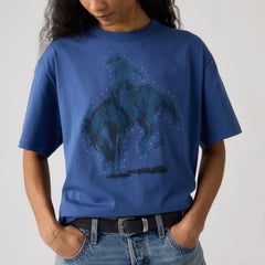Graphic Logo Tabor T-Shirt - Studded Faded Cowboy - Blue