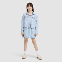 Bubble Denim Trucker Jacket Big Girls 7-16 - Wow Me Over - Light Wash