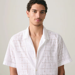 Sunset Camp Eyelet Shirt - Bright White - White