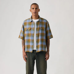 Short Sleeve Boxy Western Shirt - Camran Plaid Troposphere - Multi-Color