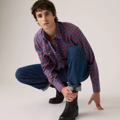 Classic Western Standard Fit Shirt - Trenton Plaid Sunshine Blue Twill - Blue