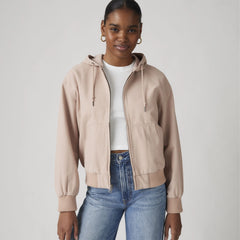 Relaxed Hooded Bomber Jacket - Light Pink