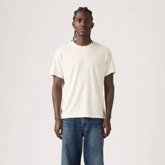 Relaxed Fit Short-Sleeve Graphic T-Shirt - Bolster Logo Egret - White