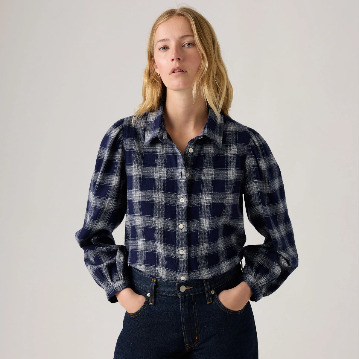 Journey Western Shirt - Plaid Navy - Blue