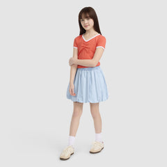 Denim Bubble Skort Big Girls 7-16 - Wow Me Over - Light Wash