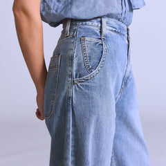 Women's Max Loose Jeans - Weekend Blues Made of Japan - Medium Wash