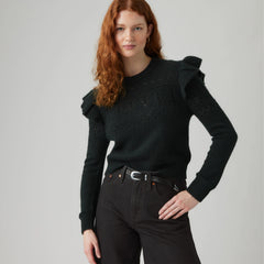 Shane Flutter Sleeve Sweater - Anthracite Night - Black