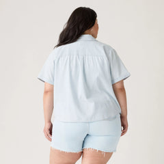 Bennie Camp Shirt (Plus Size) - Watch Me - Light Wash