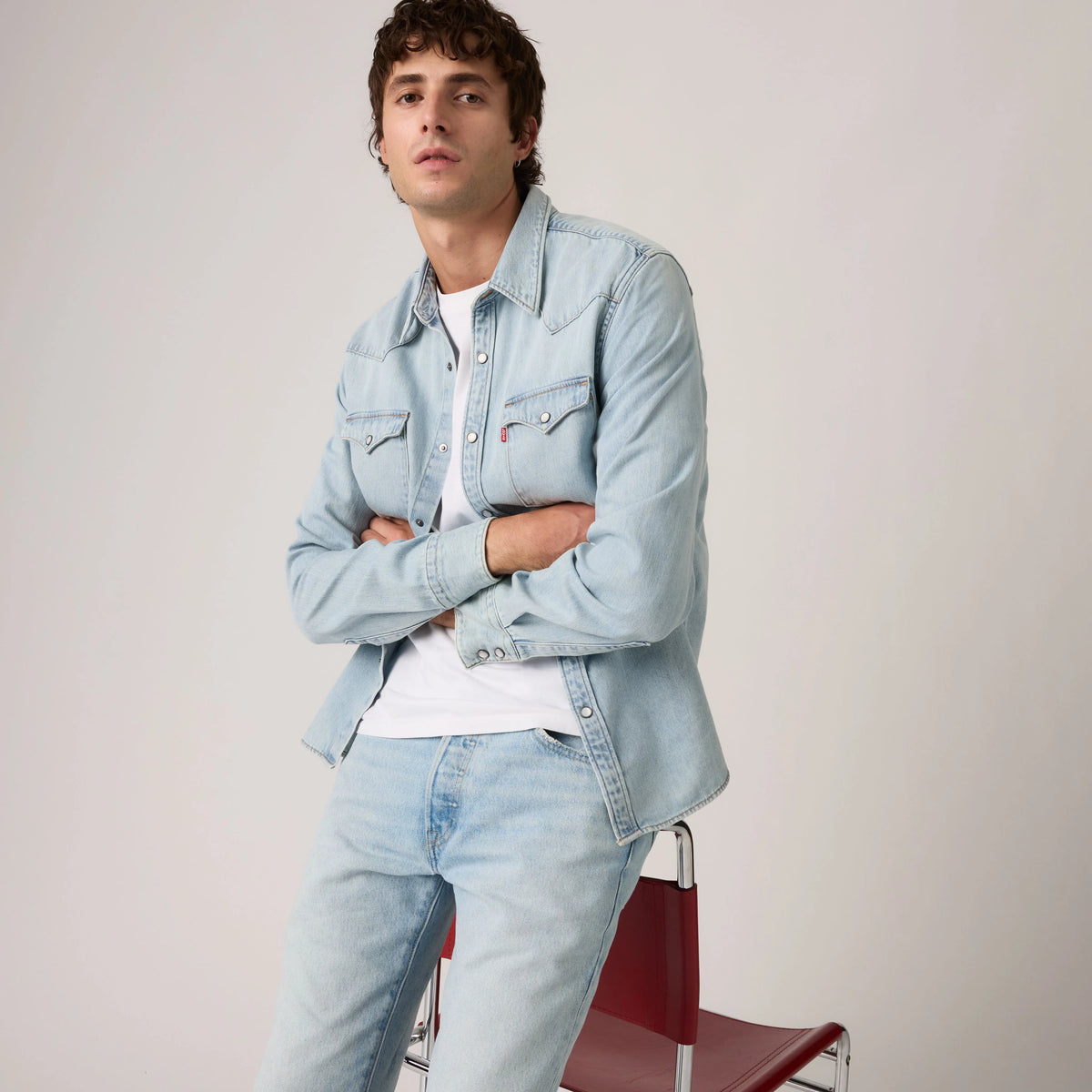 Barstow Western Denim Shirt - Solucell Worn-In - Light Wash