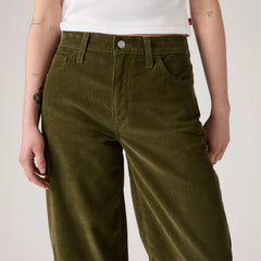 Baggy Dad Corduroy Women's Pants - Ivy Green - Green