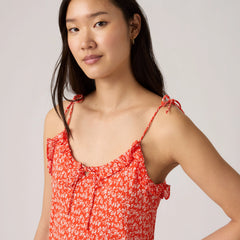 Sarita Slip Midi Dress - Pamela Floral Vine S - Red