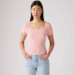 Essential Square Neck Tee - Peachskin - Pink