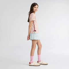 Short Sleeve Boot Icon Knit Top Big Girls 7-16 - Crystal Pink - Pink