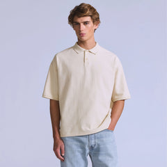 Cropped Polo Shirt - Ecru Fog - White