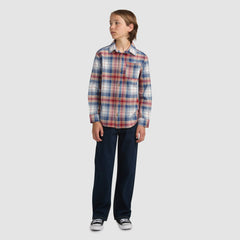 Indigo Plaid Twill Shirt Big Boys 8-20 - Red