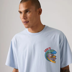 Relaxed Fit Graphic Boxy T-Shirt - Dragon Surfer Niagara Mist - Blue