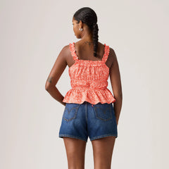 Vera Sleeveless Blouse - Babitz Ditsy Signal - Red