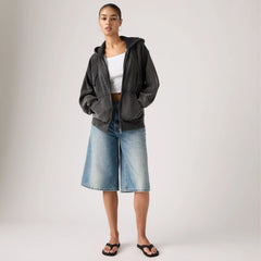 Women's Vintage Garment Dye Relaxed Hoodie - Garment Dye Grunge Wash - Black
