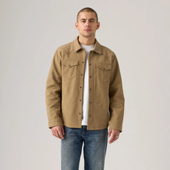 Faux Suede Overshirt - Tan