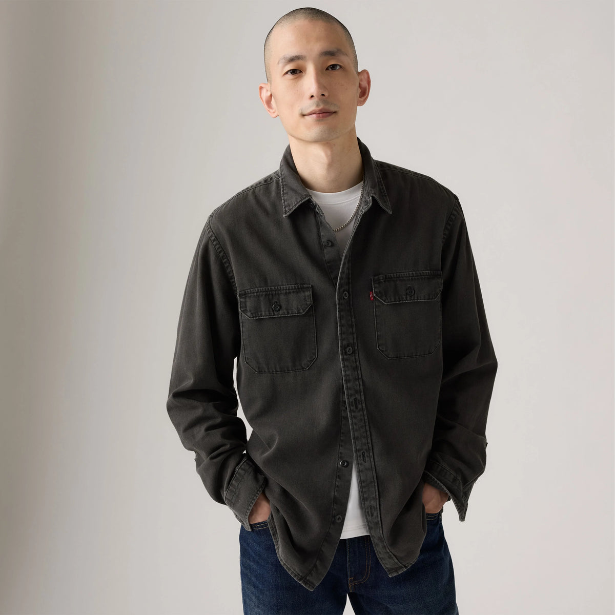 Jackson Worker Overshirt - Cosmo Washed Plaid - Black