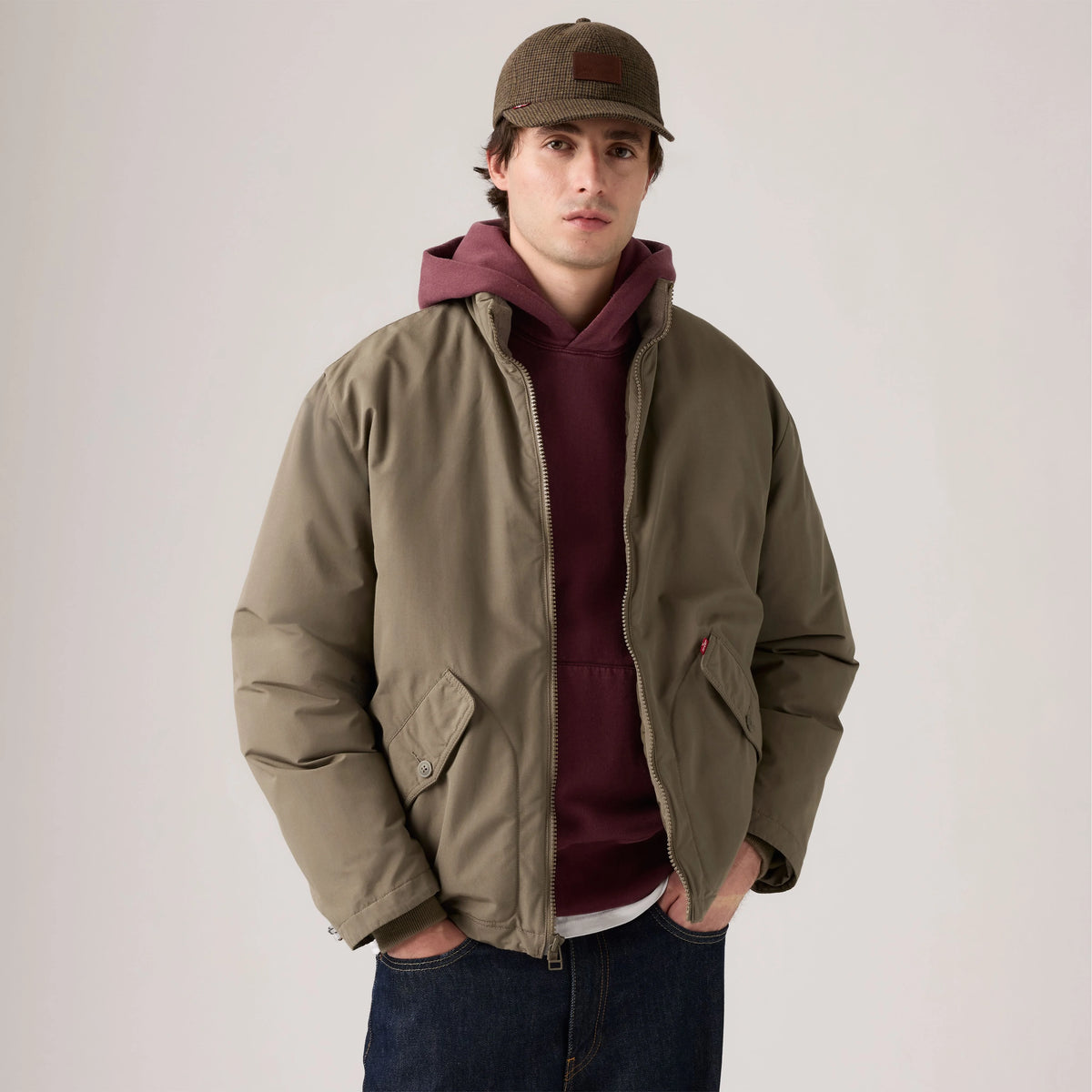 Briggs Short Puffer Jacket - Bungee Cord - Brown
