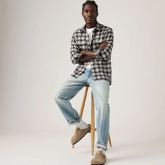 Jackson Worker Overshirt - Kana Plaid Jet Black - Black