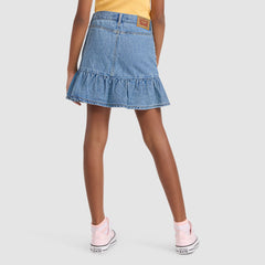 Denim Flounce Skort Big Girls 7-16 - Reach For The Stars - Medium Wash