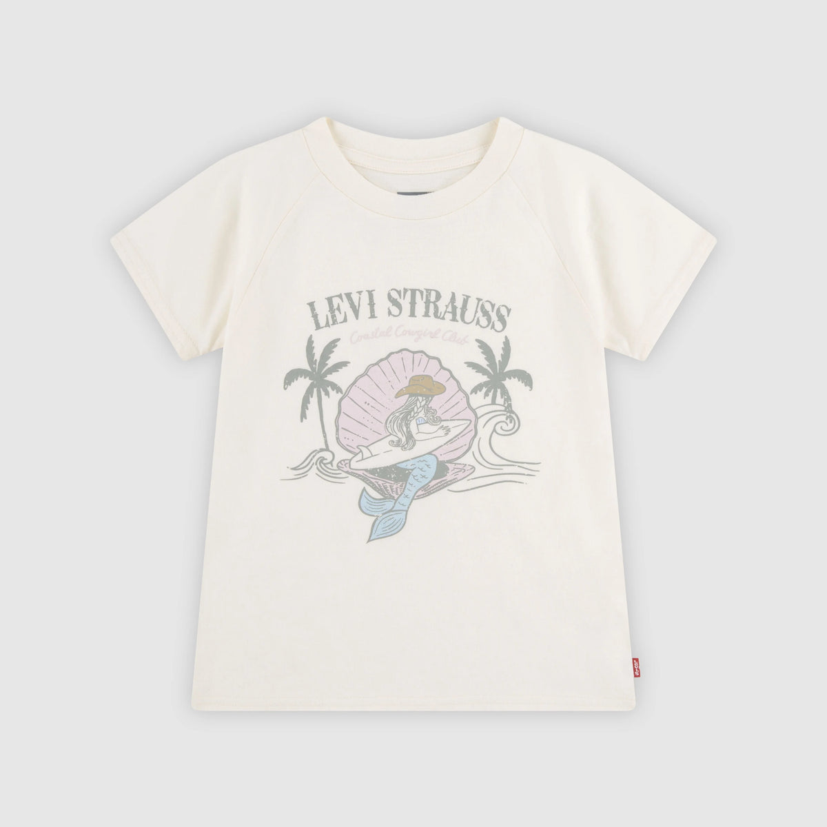 Short Sleeve Mermaid Graphic Tee Little Girls 4-6 - Antique White