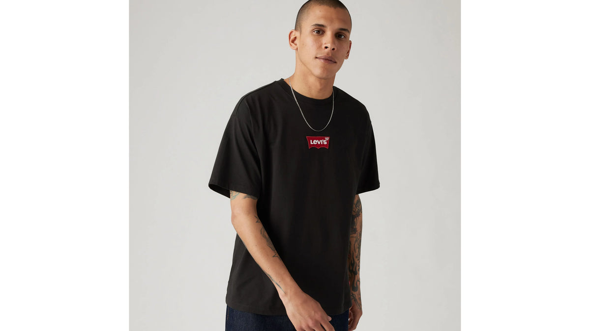 Relaxed Fit Embroidered Badge Vintage Graphic T-Shirt - Badge Caviar - Black