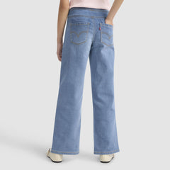 Dobby Pull On Wide Leg Jeans Big Girls 7-16 - Drew Me In - Medium Wash