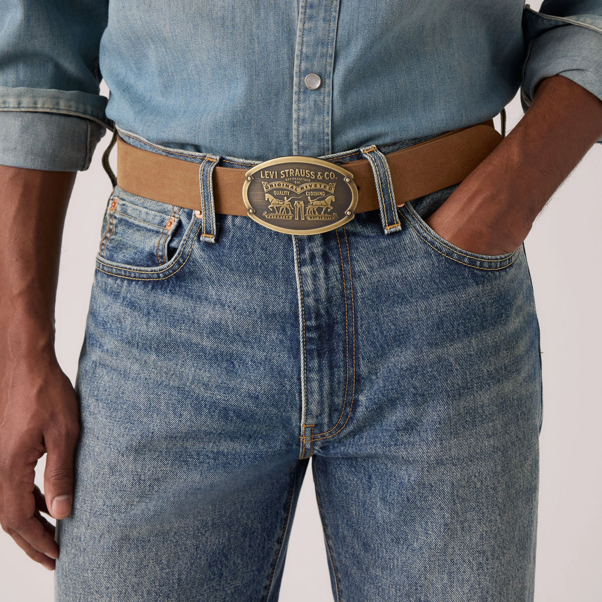 Billy Plaque Belt - Bison - Brown