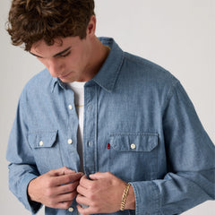 Classic Worker Overshirt - Light Indigo Worn In - Light Wash